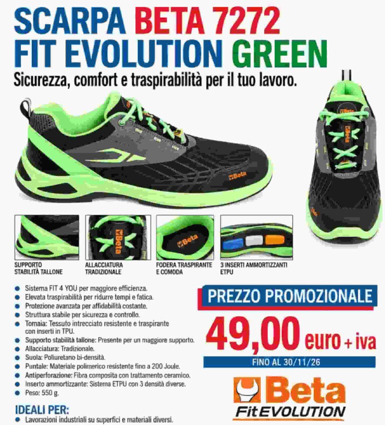 Scarpa Beta 7272 Fit Evolution Green: protezione e comfort a prezzo promozionale