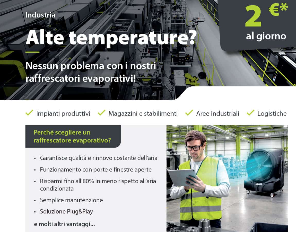 Applicazioni raffrescatori evaporativi industria e commercio